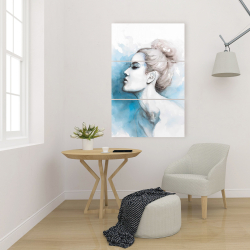 Canvas 24 x 36 - Watercolor abstract girl profile view