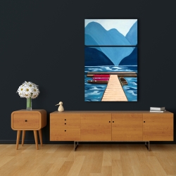 Canvas 24 x 36 - Lake, quai & mountains