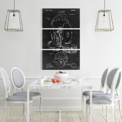 Canvas 24 x 36 - Black blueprint of a football helmet