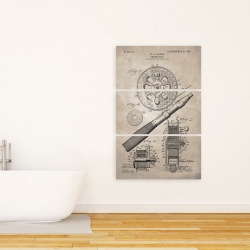 Canvas 24 x 36 - Beige blueprint of a fishing reel