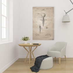 Canvas 24 x 36 - Beige blueprint of golf tee