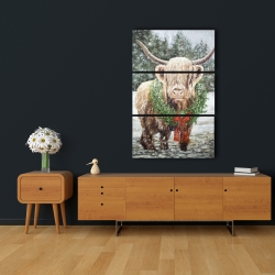 Toile 24 x 36 - Vache highland de noël