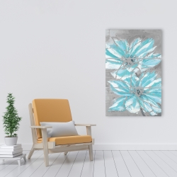 Toile 24 x 36 - Deux petites fleurs bleues abstraites