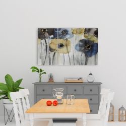 Canvas 24 x 36 - Gray blue and yellow flowers