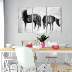 Canvas 24 x 36 - Horses silhouettes in the mist