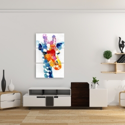 Toile 24 x 36 - Girafe abstraite tacheté de couleurs