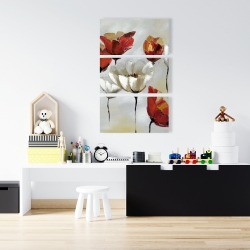 Canvas 24 x 36 - Abstract red and white flowers