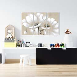 Canvas 24 x 36 - White abstract wild flowers