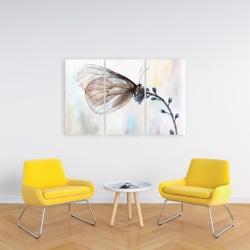 Toile 24 x 36 - Papillon sur fleurs bleues
