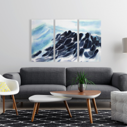Toile 24 x 36 - Vagues de la mer avec des éclats de peinture