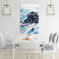 Toile 24 x 36 - Vagues de la mer avec des éclats de peinture