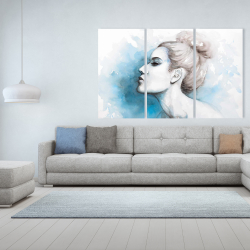 Canvas 40 x 60 - Watercolor abstract girl profile view