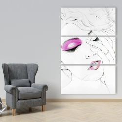Toile 40 x 60 - Portrait de femme avec maquillage rose
