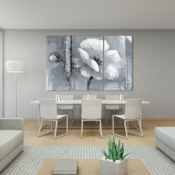 Toile 40 x 60 - Fleurs grises et blanches
