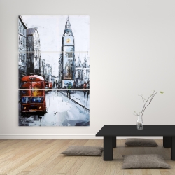 Toile 40 x 60 - Londre abstraite et bus rouge