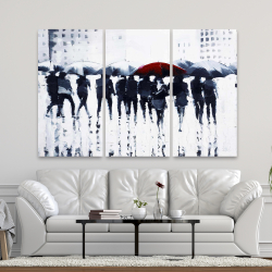 Canvas 40 x 60 - Silhouettes walking in the rain