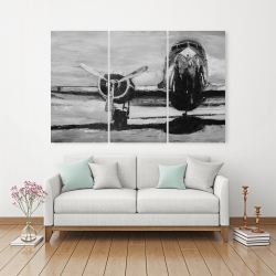 Toile 40 x 60 - Avion en tons de gris