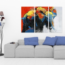 Toile 40 x 60 - éléphant coloré et abstrait en mouvement