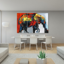 Toile 40 x 60 - éléphant abstrait et coloré en mouvement