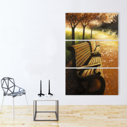 Canvas 40 x 60 - Park bench on a fall day