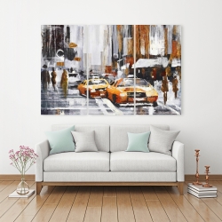 Toile 40 x 60 - Rue de ville abstraite avec taxis jaunes