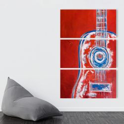 Toile 40 x 60 - Guitare rouge abstraite et moderne