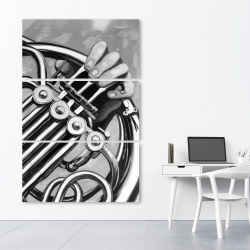 Toile 40 x 60 - Musicien avec cor français monochrome