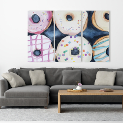 Canvas 40 x 60 - Watercolor delicious looking doughtnuts