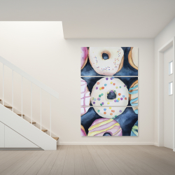 Canvas 40 x 60 - Watercolor delicious looking doughtnuts