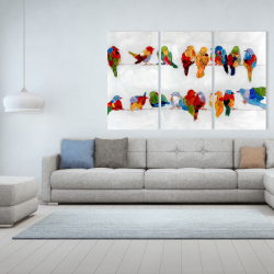 Toile 40 x 60 - Beaucoup d'oiseaux colorés sur un fil