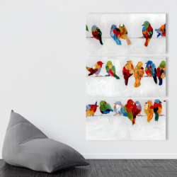 Toile 40 x 60 - Beaucoup d'oiseaux colorés sur un fil
