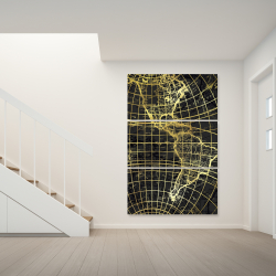 Canvas 40 x 60 - Black and marine world map globe