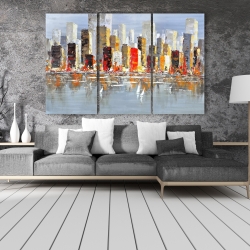 Canvas 40 x 60 - Colorful buildings with water reflection
