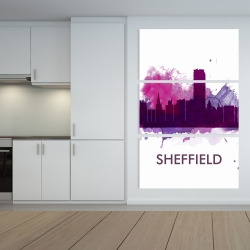 Toile 40 x 60 - Silhouette en éclats de couleurs de la ville de sheffield