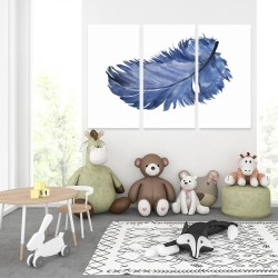 Canvas 40 x 60 - Watercolor blue feather