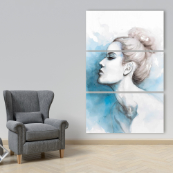 Canvas 40 x 60 - Watercolor abstract girl profile view