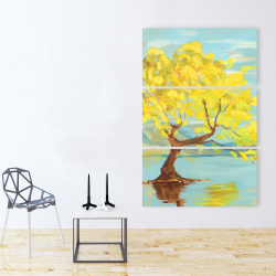Canvas 40 x 60 - Spring lanscape with a tree in a lake