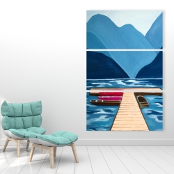 Canvas 40 x 60 - Lake, quai & mountains