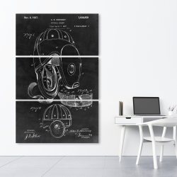 Canvas 40 x 60 - Black blueprint of a football helmet