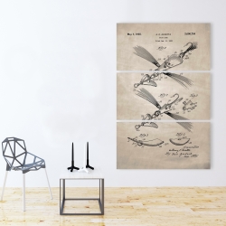 Canvas 40 x 60 - Beige blueprint of a fish lure