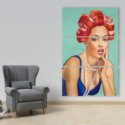 Toile 40 x 60 - Femme rétro avec bigoudis