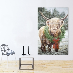 Toile 40 x 60 - Vache highland de noël