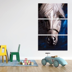 Toile 40 x 60 - Cheval blanc sur fond bleu