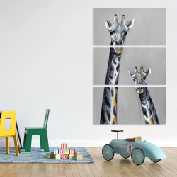 Toile 40 x 60 - Girafes bleu acier