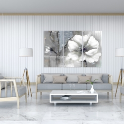 Canvas 40 x 60 - Monochrome and silver flowers