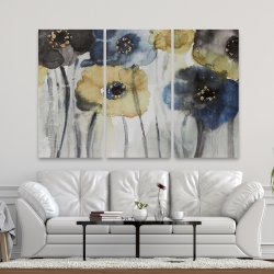 Canvas 40 x 60 - Gray blue and yellow flowers