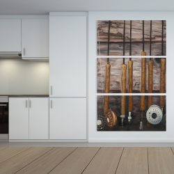 Toile 40 x 60 - Cannes à pêche sur bois