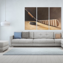 Toile 40 x 60 - Bâton et rondelle de hockey