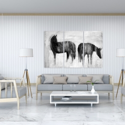 Canvas 40 x 60 - Horses silhouettes in the mist