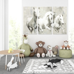 Canvas 40 x 60 - Three white horses running